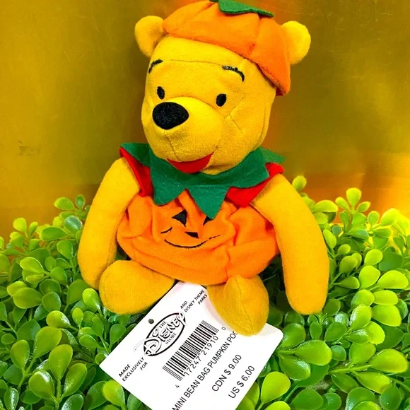 DISNEY STORE EXCLUSIVE NWT VTG HALLOWEEN PUMPKIN WINNIE THE POOH MINI BEABN BAG - Picture 7 of 11